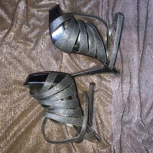 Strap up silver platform lace sandals